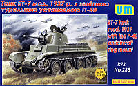 Unimodel 238 БТ-7 с Зенитной Турельной Установкой П-40 Танк 1937 Сборная Пластиковая Модель в Масштабе 1:72