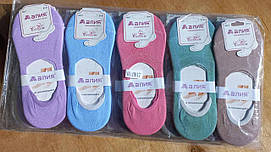 Шкарпетки-слідки жіночі літо однотонні стрейч р-ри 37-41 (1уп-10 пар) колір мікс