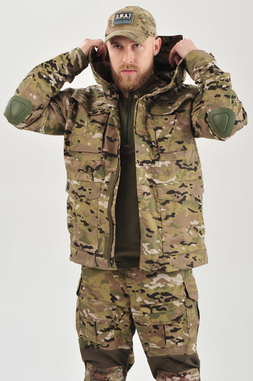 Тактична куртка мультикам камуфляж з налокітниками Multicam Україна кітель горка 48