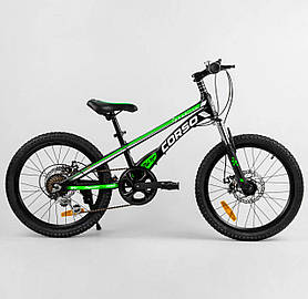 Спортивний велосипед Corso Speedline на 20 дюймів литі диски Shimano Revoshift 7 швидкостей, зелений 74290