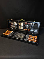 Подарунковий набір шампурів у кейсі з дерева для шашлику "Лісник" красиві шампури подарункові шампури