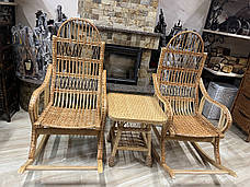 Крісла-гойдалки плетені з лози 2шт.+столик, фото 2