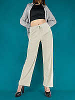 Брюки палаццо женские летние Штаны свободные трикотажные в молочном цвете S/M