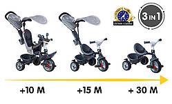 Дитячий велосипед Smoby Toys Бебі Драйвер металевий з козирком і багажником Сірий (741502)