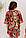Стильна літня жіноча червона батистова туніка з абстрактним принтом і мереживом №6015-2, фото 3