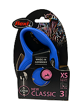 Повідець-рулетка Flexi для собак New Classic трос синя розмір XS 3 м/ 8 кг