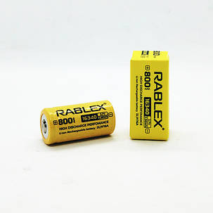 Акумулятор Rablex Li-Ion 16340 (CR 123) 3.7V 800mAh для ліхтариків, фото 1