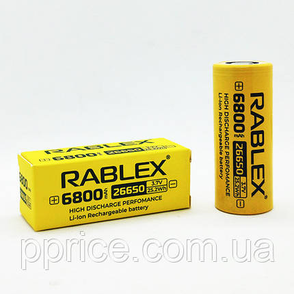 Акумулятор Rablex Li-Ion 26650 3.7V 6800mAh для ліхтариків, фото 1