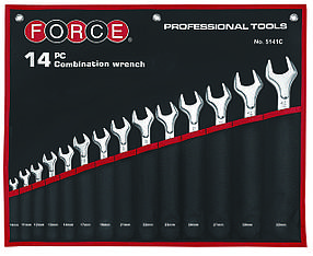 Набір ключів ріжково-накидних на полотні 14 пр. 10-32 мм, 5141C FORCE