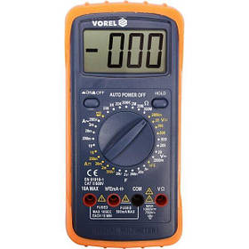 Мультиметр для вимірювання електричних параметрів цифровий, висота цифр — 25 мм, 81783 VOREL