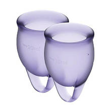 Набір менструальних чаш Original Satisfyer Feel Confident (lila), 15 мл і 20 мл, мішечок для зберігання