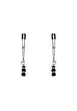 Тонкі затискачі для сосків з підвіскою Feral Feelings - Thin nipple clamps, срібло/чорний