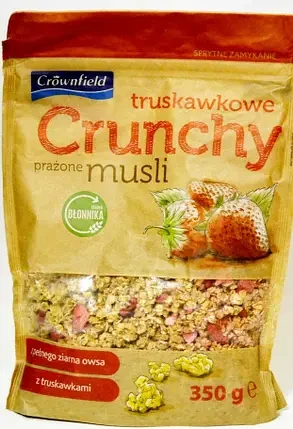 Кранчі (мюслі) з полуницею цілозернові Crownfield, 350 г, гранолу, сухі сніданки