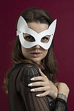 Маска кішечки Feral Feelings — Kitten Mask, натуральна шкіра, біла