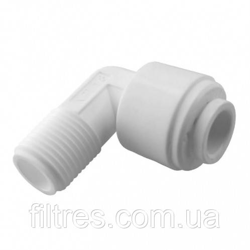 Коліно 1/4" шланг х 1/8" РН, білий колір ME0402
