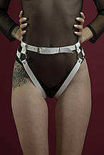 Гартери Feral Feelings - Belt Briefs, трусики, натуральна шкіра, колір білий