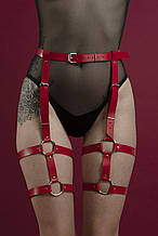 Гартери Feral Feelings - Garter, натуральна шкіра, колір червоний