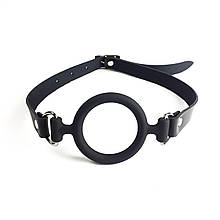 Капелюх силіконове кільце натуральна шкіра, Gag Ring внутрішній діаметр кільця 40 мм, Чорний