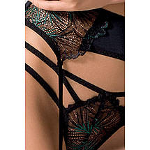 Комплект білизни Passion Exclusive FLORIS SET S/M, black, ліф, трусики, пояс для панчіх, фото 5