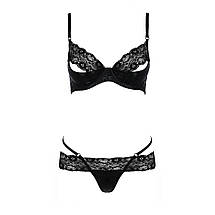 Комплект білизни Passion Exclusive NORTH SET S/M, black, ліф и трусики з елементами під латекс, фото 5