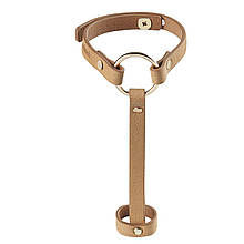Пара браслетів на зап'ястя й палець Bijoux Indiscrets MAZE Hand Bracelet Harness Brown, екошкіра