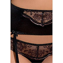 Комплект білизни Passion Exclusive BRIDA SET OpenBra L/XL black, трусики-танга, пояс, відкритий ліф, фото 3