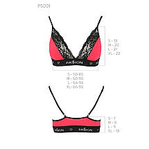 Еластичний топ з мереживом Passion PS001 TOP M, red-black, фото 5