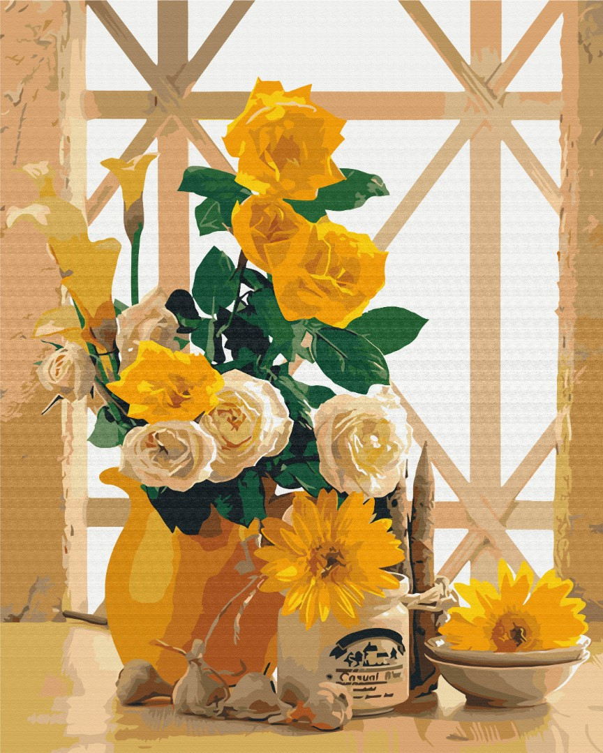 Картина за номерами Квіти Жовтий натюрморт Картини в цифрах 40х50см Розмальовка Brushme BS51402