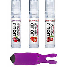 Набір з 3-х смаків стимулювального лубриканта Amoreane Med (3х10мл) і віброкулі Adrien Lastic Purple