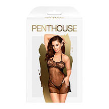 Приталена сорочка-сітка зі стрінгами Penthouse - All Yours Black M/L, фото 3