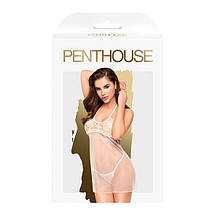 Приталена сорочка-сітка зі стрінгами Penthouse - All Yours White S/M, фото 3