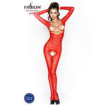 Бодістокінг Passion BS031 red, комбінезон з відкритими грудьми, фото 2
