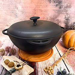 Казан чавунний "Сітон" 10 л азіатський із чавунною кришкою (Кз10ч)