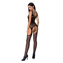 Бодістокінг Passion BS057 black, комбінезон, імітація панчох і пояса, фото 4