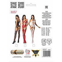 Бодістокінг Passion BS057 white, комбінезон, імітація панчіх і пояса, фото 5