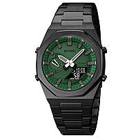 Стильные часы с Хронографом и Двойным циферблатом  Skmei 1816BKGNBK Black Green-Black