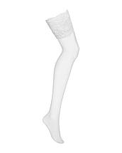 Панчохи під пояс із широким мереживом Obsessive 810-STO-2 stockings L/XL, білі, фото 3