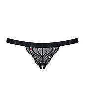 Мереживні танги з доступом Obsessive 828-THC-1 crotchless thong L/XL, чорні, фото 5