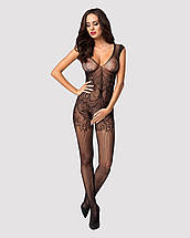 (SALE) Бодістокінг Obsessive Bodystocking F234 S/M/L, абстрактний малюнок, глибоке декольте, фото 3