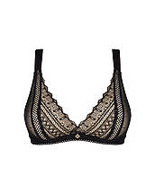Мереживний бюстгальтер із трикутною чашкою Obsessive Estiqua bra XS/S, чорний, широкі лямки, фото 3
