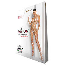 Бодістокінг у дуже велику сітку Passion BS091 white, з доступом, фото 4
