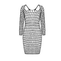 Бодістокінг-сукня з глибоким коміром Passion BS093 black, довгі рукави, фото 3