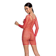 Бодістокінг-сукня з глибоким коміром Passion BS093 red, довгі рукави, фото 2