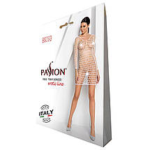 Бодістокінг-сукня з глибоким коміром Passion BS093 white, довгі рукави, фото 4