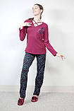 Жіночий домашній костюм L-40 бордовий з синім Aqua 19504, фото 2