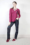 Жіночий домашній костюм L-40 бордовий з синім Aqua 19504, фото 3