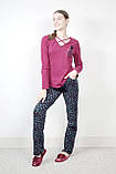 Жіночий домашній костюм L-40 бордовий з синім Aqua 19504, фото 4
