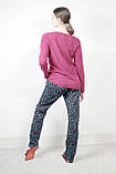 Жіночий домашній костюм L-40 бордовий з синім Aqua 19504, фото 5