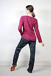 Жіночий домашній костюм L-40 бордовий з синім Aqua 19504, фото 6