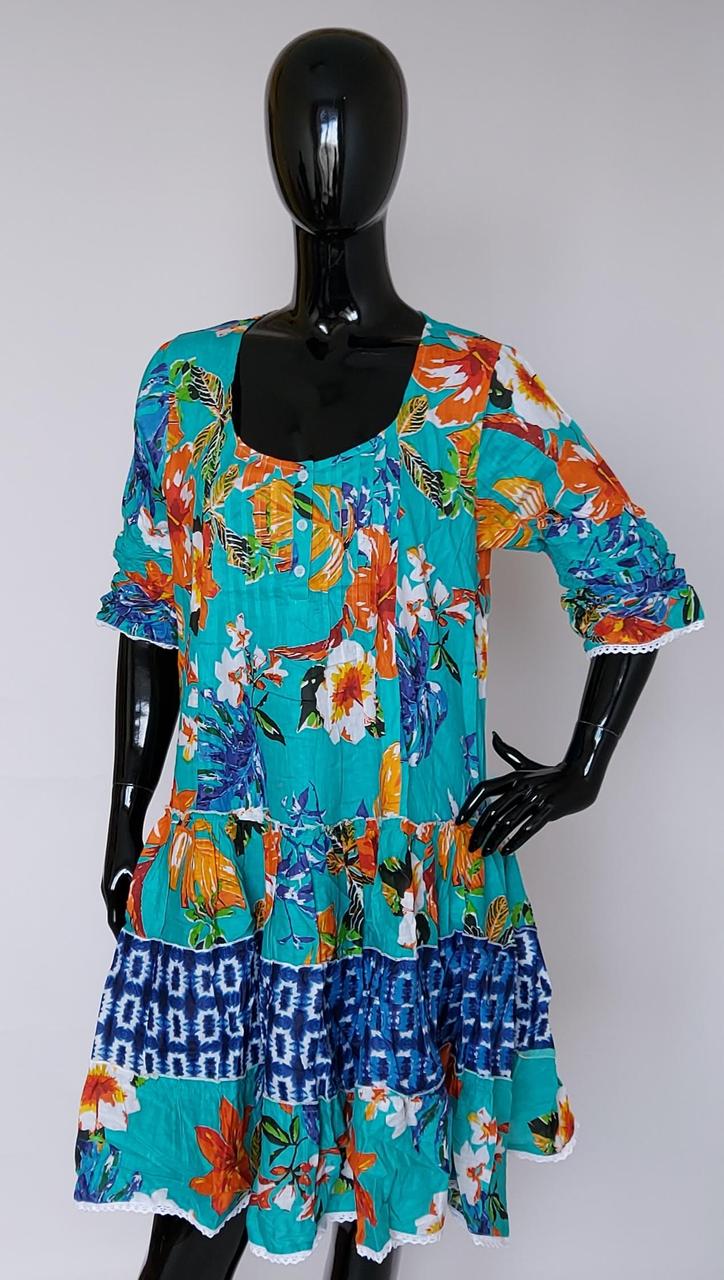 Жіноче літне плаття трапеція бірюзового кольору (M,L,XL,2XL)